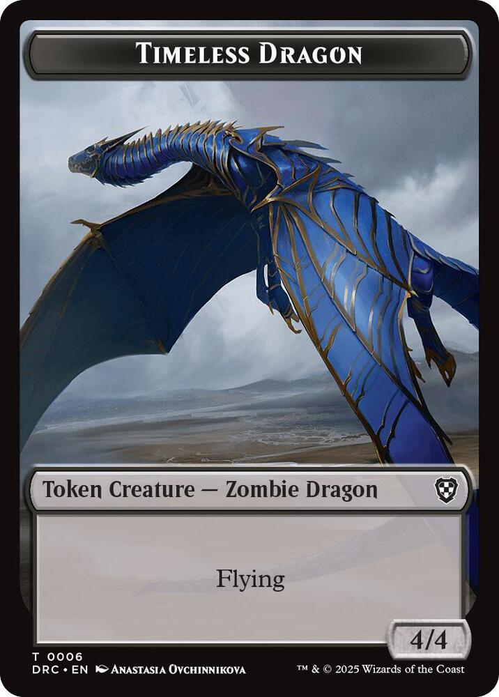 Timeless Dragon // Zombie (0003) Double-Sided Token (6 // 3) [Aetherdrift Commander]