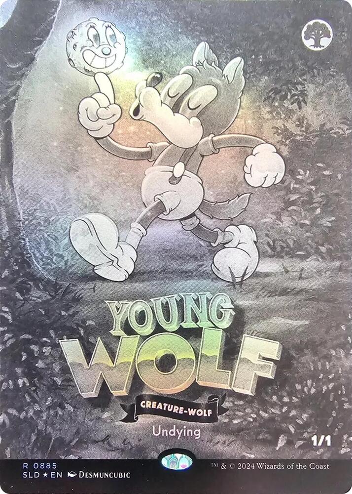 Young Wolf (Black & White Foil) (885) [Secret Lair Drop]