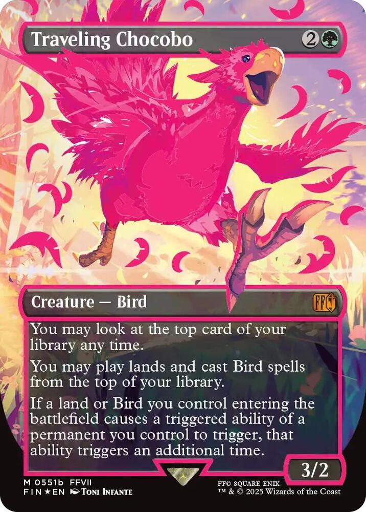 Traveling Chocobo (Borderless) (Neon Ink Pink) (551b) [Final Fantasy]