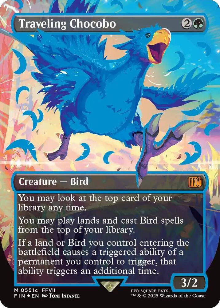 Traveling Chocobo (Borderless) (Neon Ink Blue) (551c) [Final Fantasy]