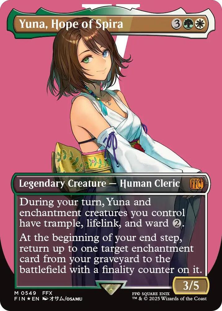 Yuna, Hope of Spira (Borderless) (Surge Foil) (549) [Final Fantasy]