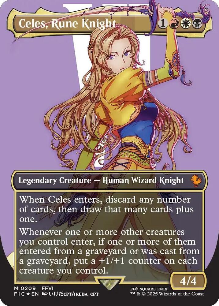Celes, Rune Knight (Borderless) (Surge Foil) (209) [Final Fantasy Commander]