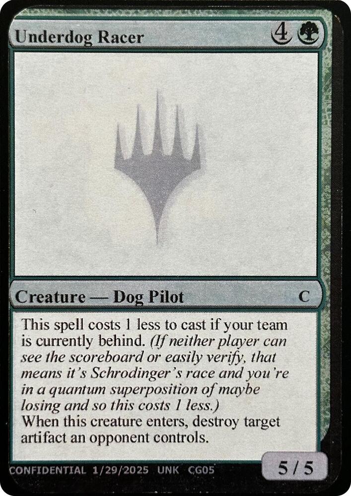 Underdog Racer [Un-Known Event Playtest Cards]