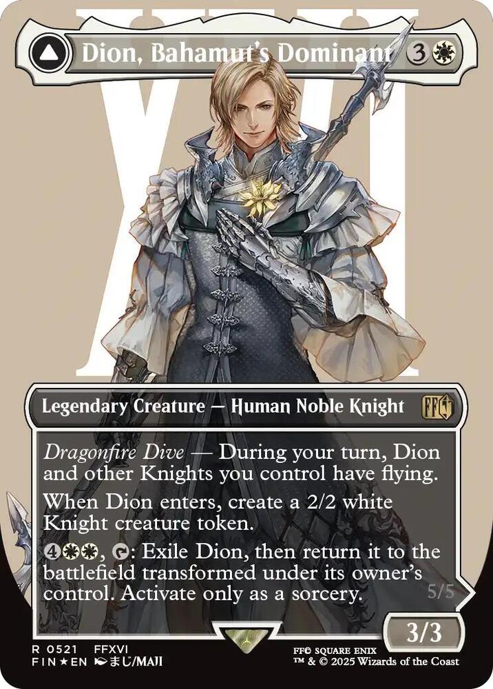 Dion, Bahamut's Dominant (Borderless) (Surge Foil) (521) [Final Fantasy]