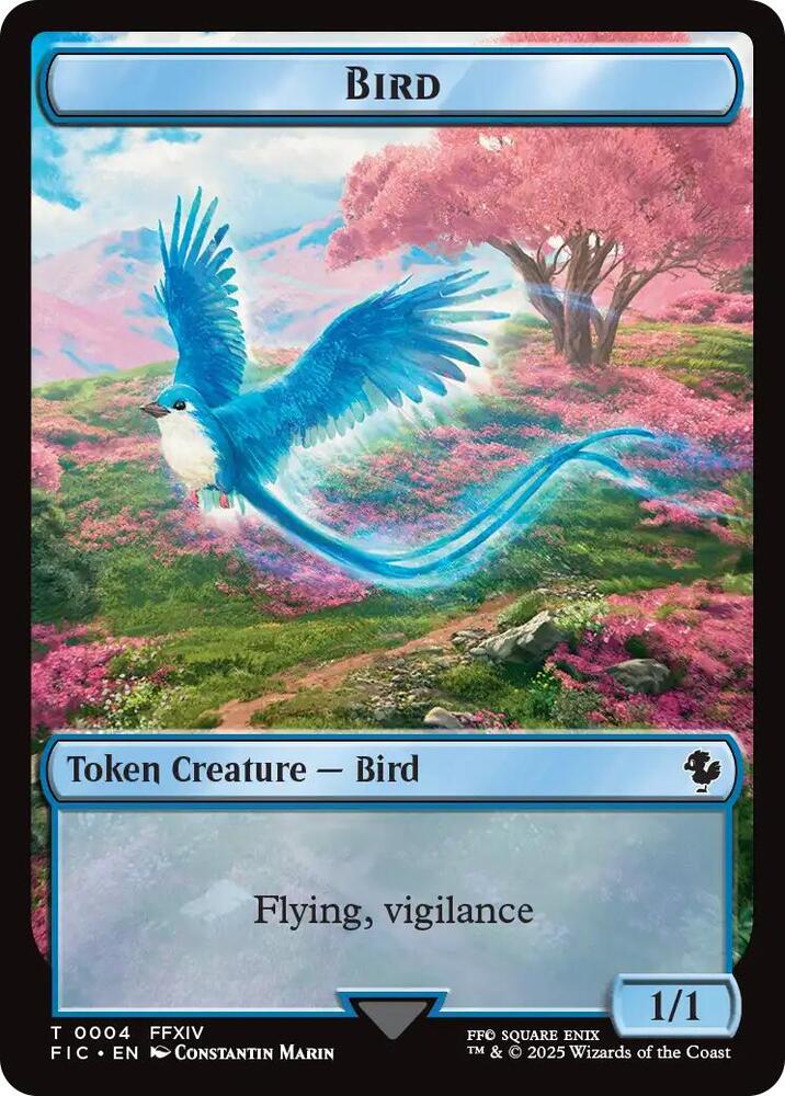 Bird // Hero (0004) Double Sided Token (4 // 4) [Final Fantasy Commander]