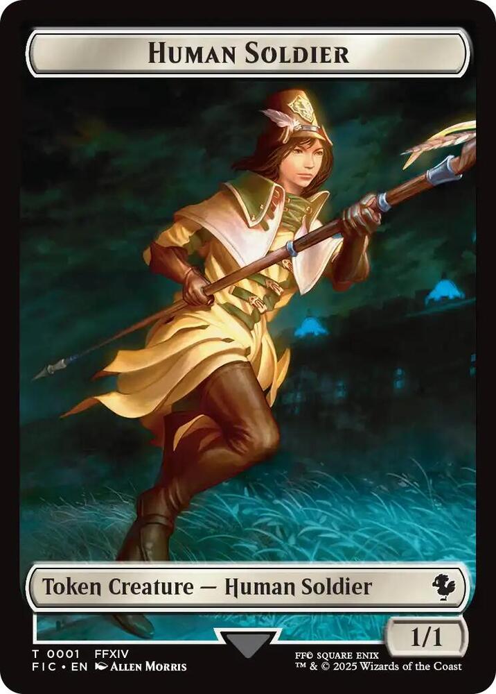 Human Soldier // Hero (0033) Double-Sided Token (Surge Foil) (1 // 33) [Final Fantasy Commander]