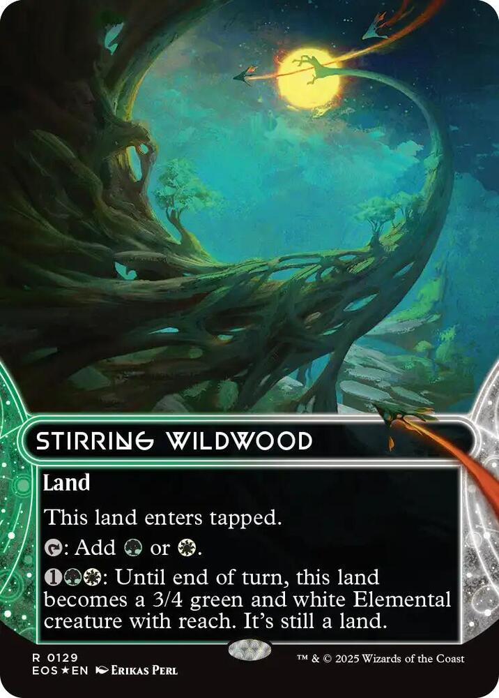 Stirring Wildwood (0129) (Borderless) (Galaxy Foil) [Edge of Eternities: Stellar Sights]