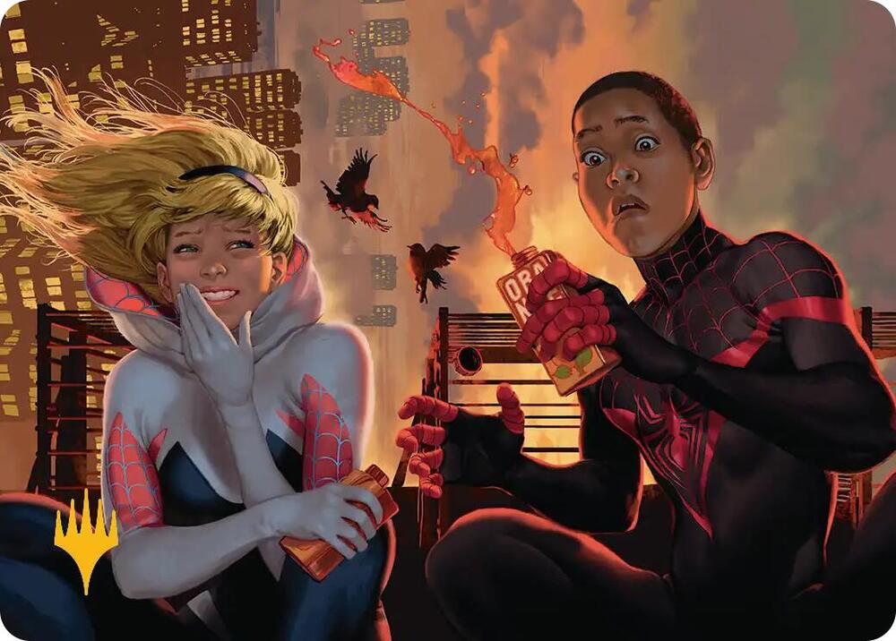 Heroes' Hangout Art Card (Gold-Stamped Planeswalker Symbol) (14) [Marvel's Spider-Man Art Series]