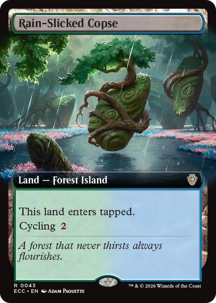 Rain-Slicked Copse (Extended Art) (43) [Lorwyn Eclipsed Commander]