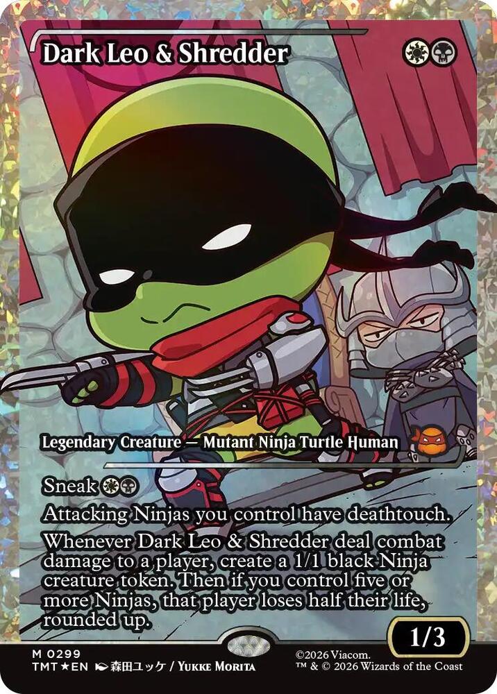 Dark Leo & Shredder (Showcase) (Fracture Foil) (299) [Teenage Mutant Ninja Turtles]