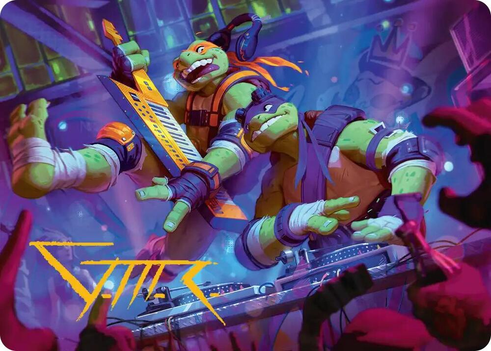 Mikey & Don, Party Planners Art Card (Gold-Stamped Signature) (15) [Teenage Mutant Ninja Turtles Art Series]