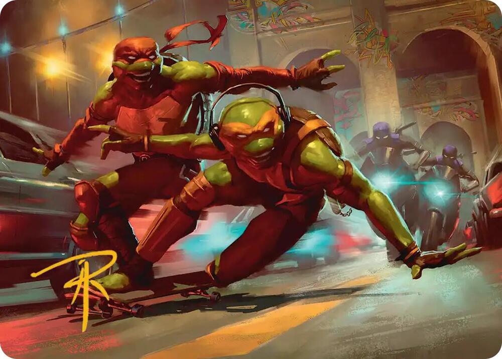 Raph & Mikey, Troublemakers Art Card (Gold-Stamped Signature) (17) [Teenage Mutant Ninja Turtles Art Series]