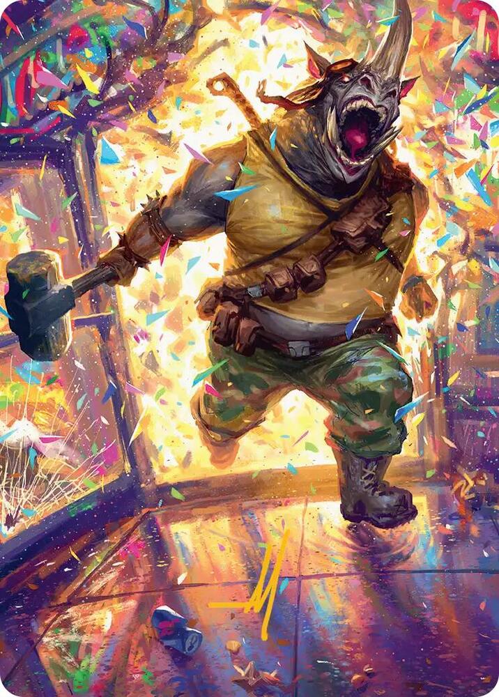 Rocksteady, Rowdy Rhino Art Card (Gold-Stamped Signature) (54) [Teenage Mutant Ninja Turtles Art Series]