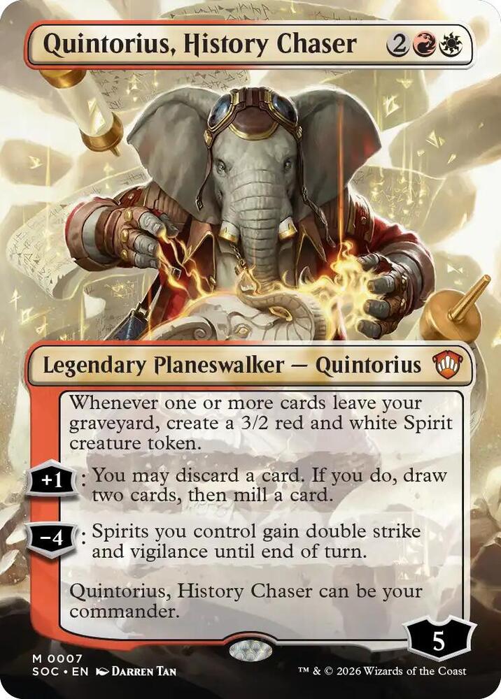 Quintorius, History Chaser (Borderless) (7) [Secrets of Strixhaven Commander]