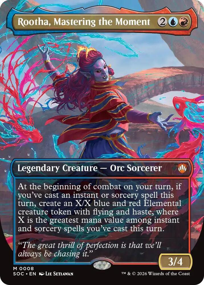 Rootha, Mastering the Moment (Borderless) (8) [Secrets of Strixhaven Commander]