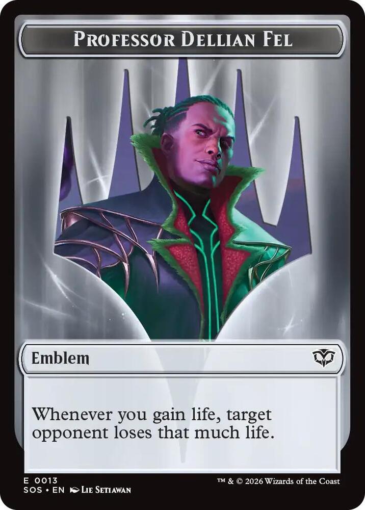 Emblem - Professor Dellian Fel  // Pest (0008) Double-Sided Token (13 // 8) [Secrets of Strixhaven]