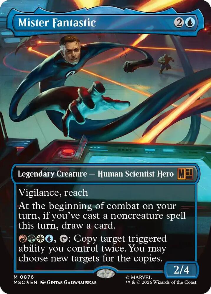 Mister Fantastic (Borderless) (Surge Foil) (876) [Marvel Super Heroes Commander]