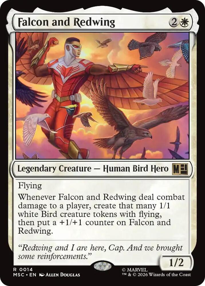 Falcon and Redwing (Surge Foil) (14) [Marvel Super Heroes Commander]