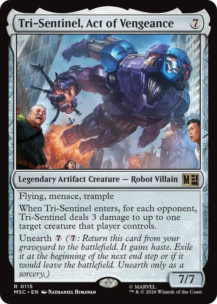 Tri-Sentinel, Act of Vengeance (Surge Foil) (115) [Marvel Super Heroes Commander]
