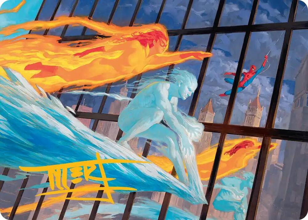 Iceman and Firestar Art Card (Gold-Stamped Signature) (45) [Marvel Super Heroes Art Series]