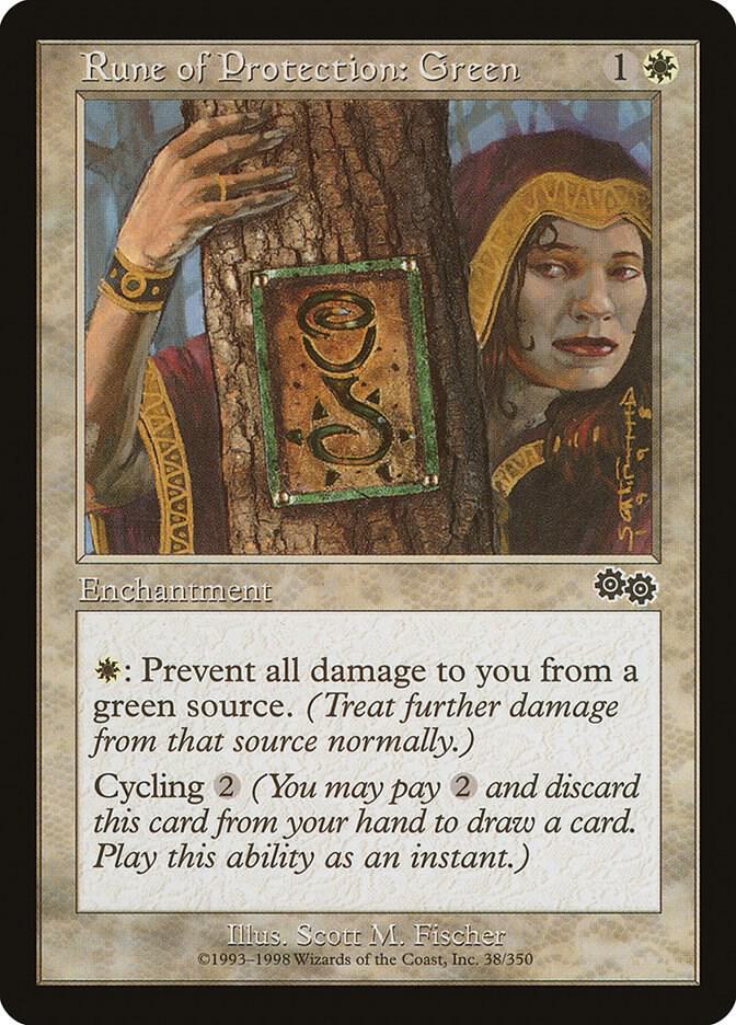 Rune of Protection: Green (38) [Urza's Saga]