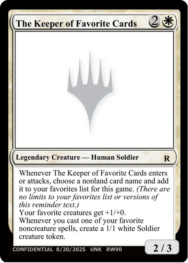 The Keeper of Favorite Cards (8/20/2025) [Un-Known Event Playtest Cards]