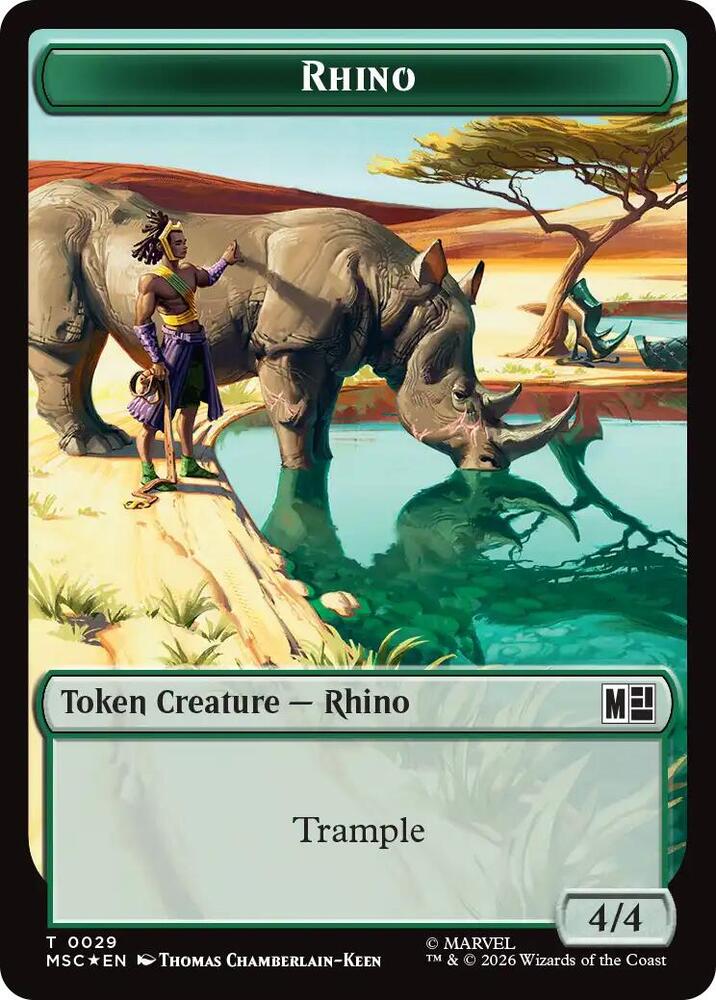 Rhino (0029) // Beast (0027) Double-Sided Token (Surge Foil) (29 // 27) [Marvel Super Heroes Commander]