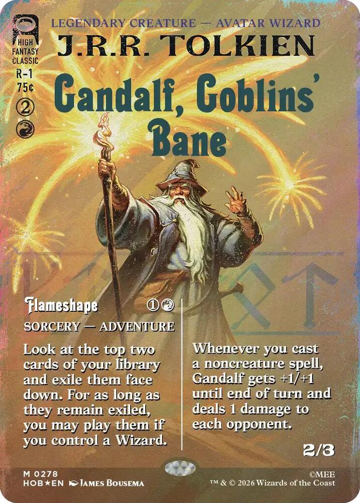 Gandalf, Goblins' Bane (Borderless) (Surge Foil) (278) [The Hobbit]