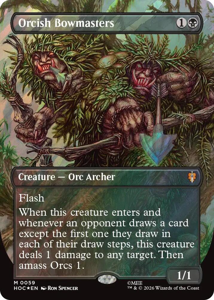 Orcish Bowmasters (Borderless) (Surge Foil) (59) [The Hobbit: Eternal-Legal]