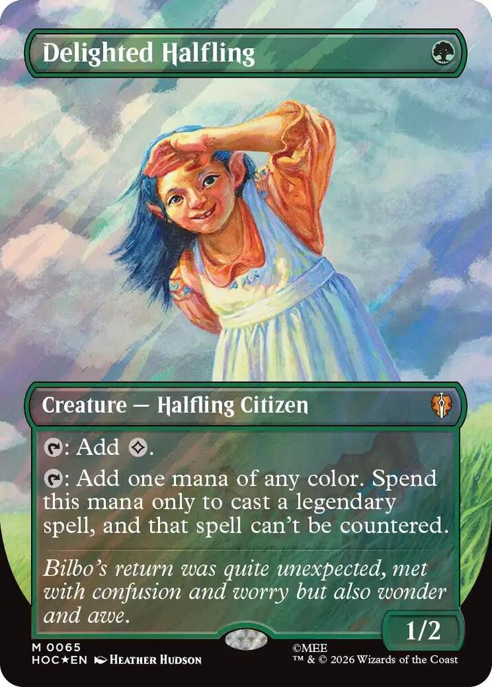Delighted Halfling (Borderless) (Surge Foil) (65) [The Hobbit: Eternal-Legal]