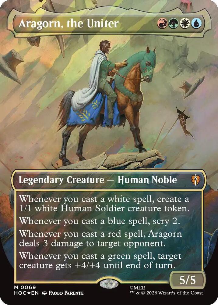 Aragorn, the Uniter (Borderless) (Surge Foil) (69) [The Hobbit: Eternal-Legal]