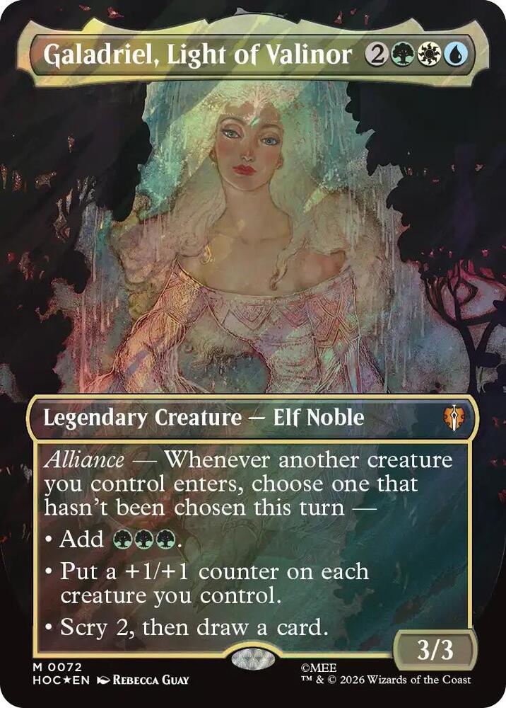 Galadriel, Light of Valinor (Borderless) (Surge Foil) (72) [The Hobbit: Eternal-Legal]