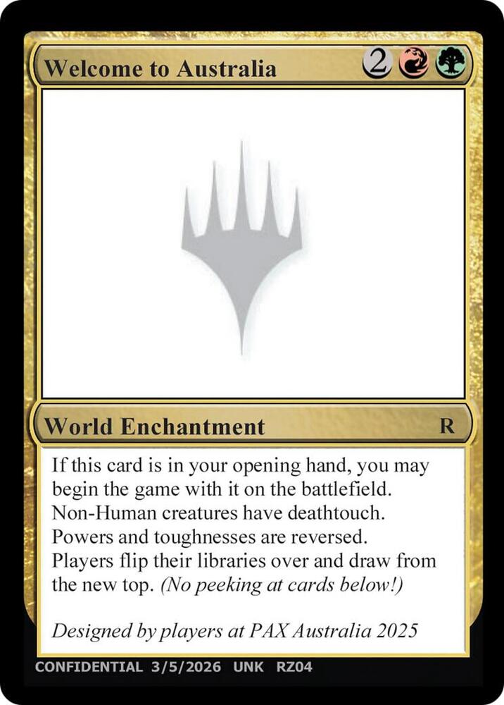Welcome to Australia [Un-Known Event Playtest Cards]