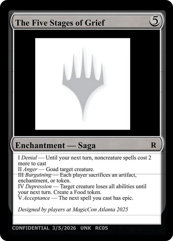 The Five Stages of Grief [Un-Known Event Playtest Cards]