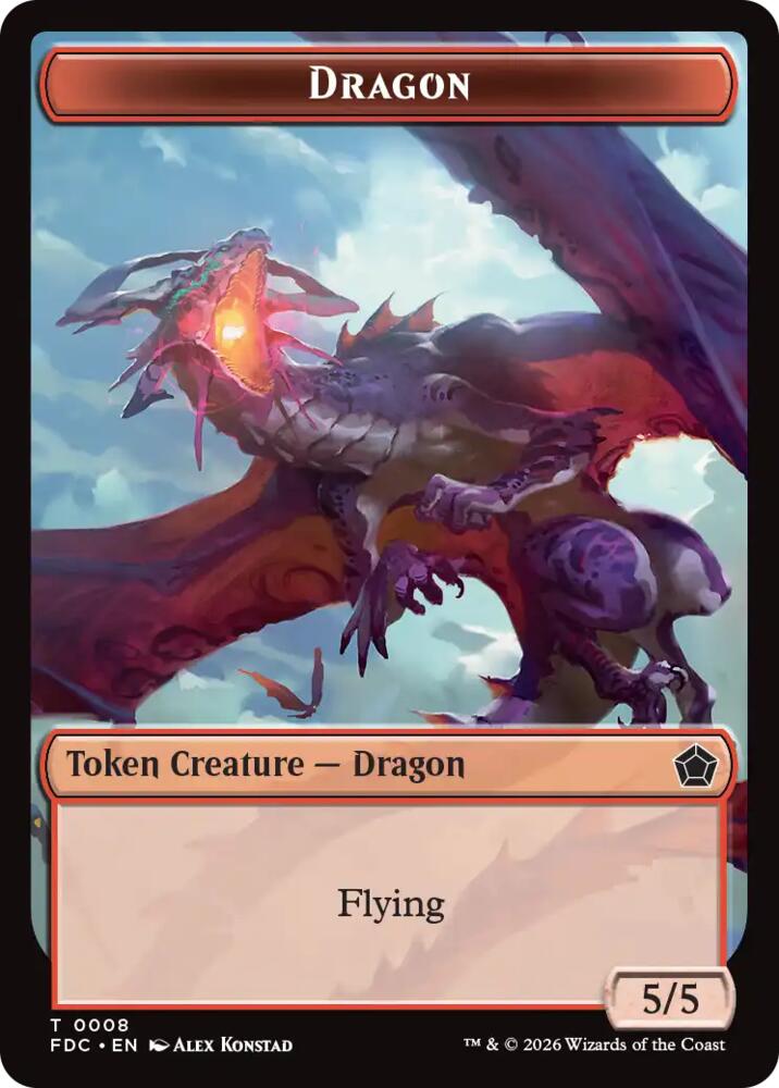 Dragon (0008) // Treasure Double-Sided Token (8 // 16) [Foundations Commander]